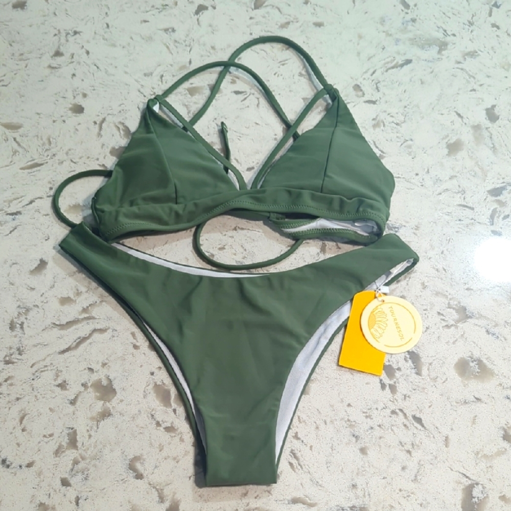 NWT Tournesol Green Bikini Set